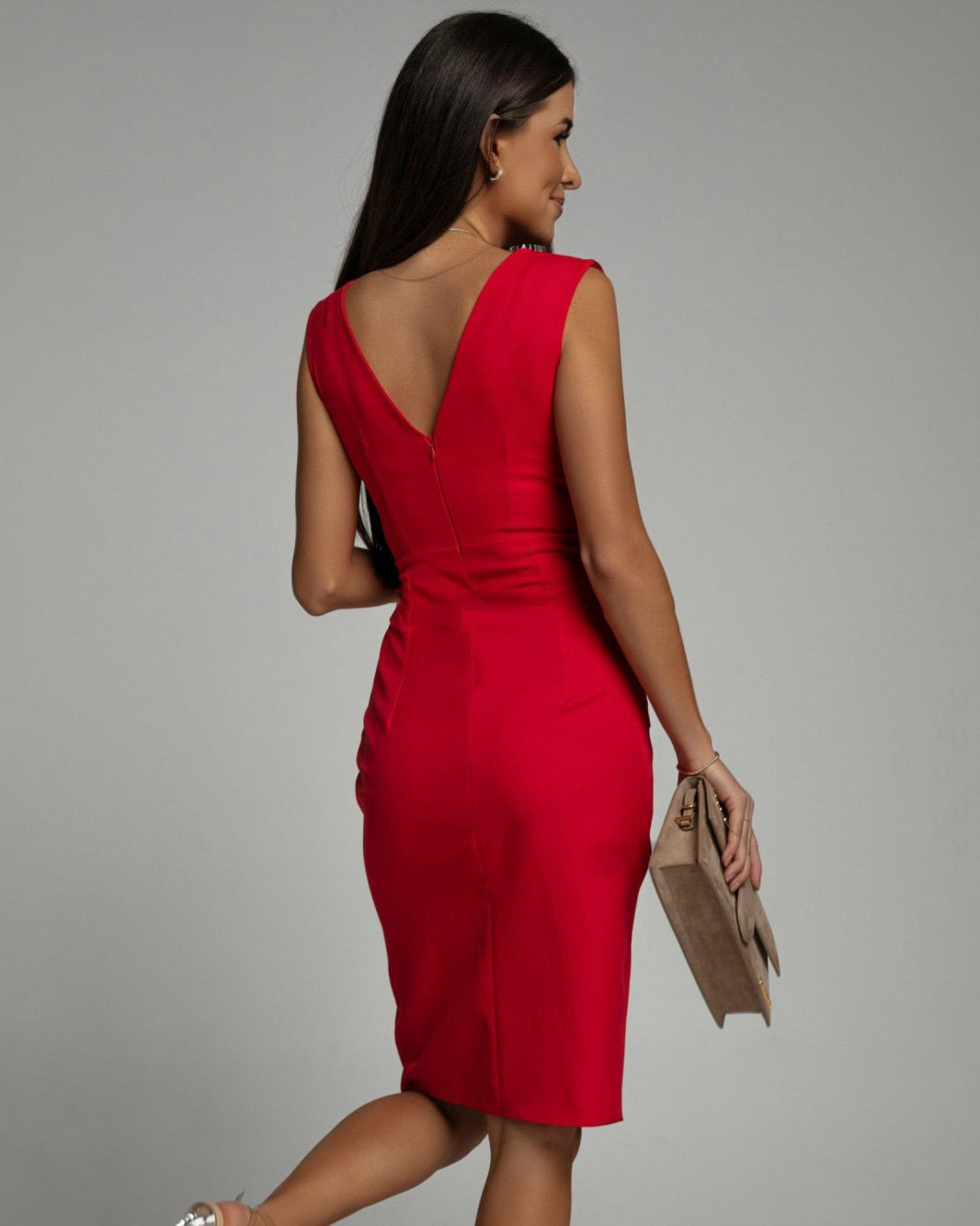 Frida | Tailored Dress with V-Neck and Slit